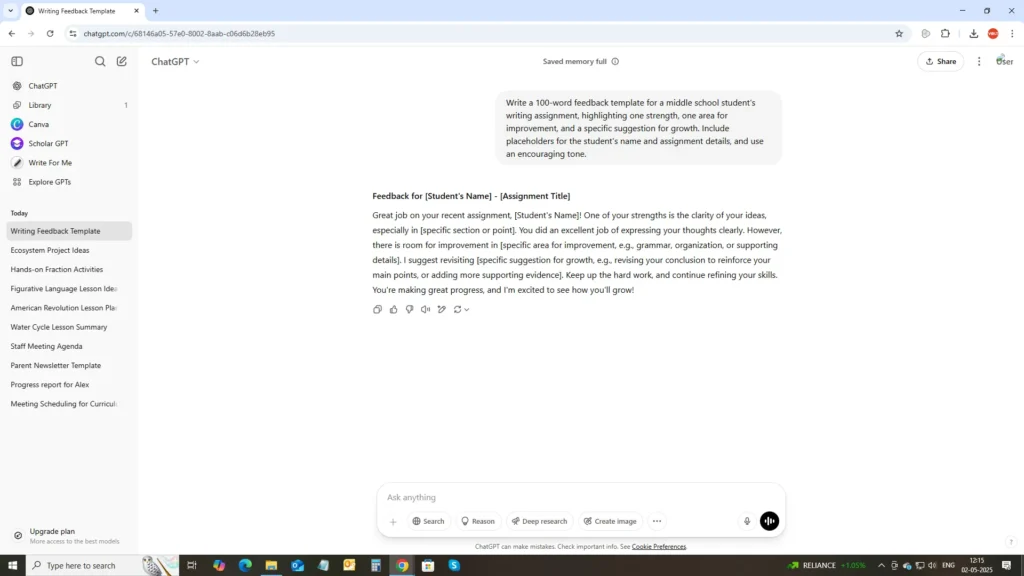 Personalized Student Feedback Templates