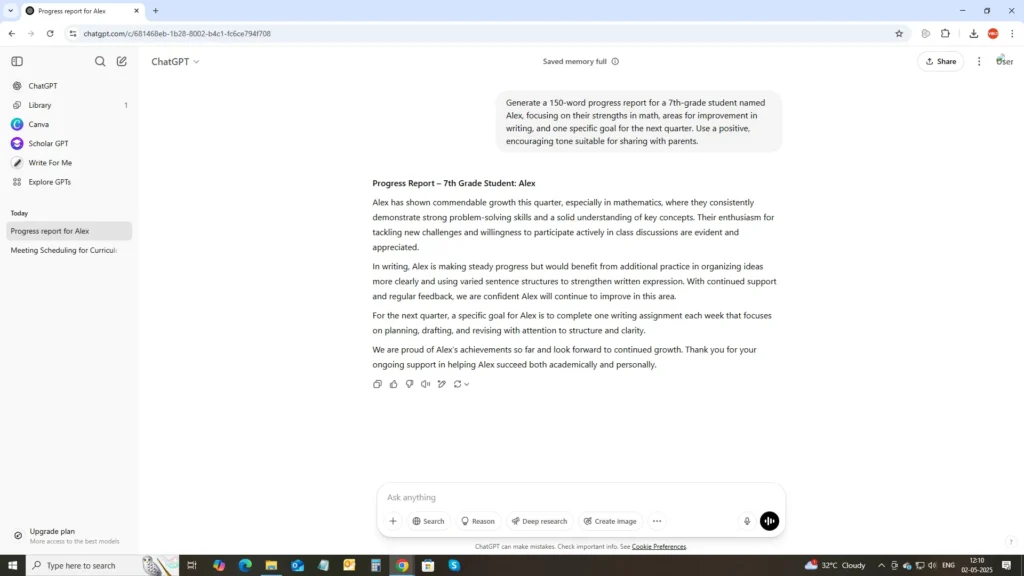 Reports for student progress and feedback evaluation